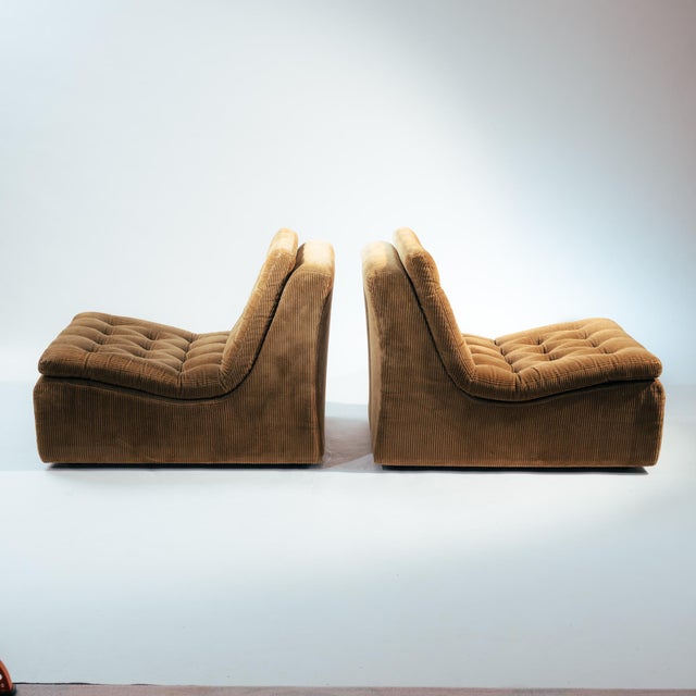 Textile Brown Corduroy Modular Lounge Chairs by DUX, Sweden, 1970s, Set of 2 For Sale - Image 7 of 18
