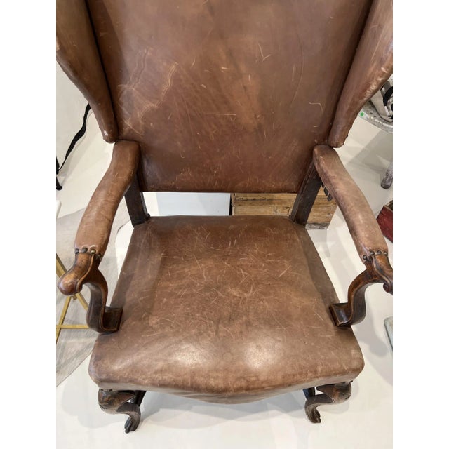 18th Century 18th Century French Leather Reclining Chair For Sale - Image 5 of 9