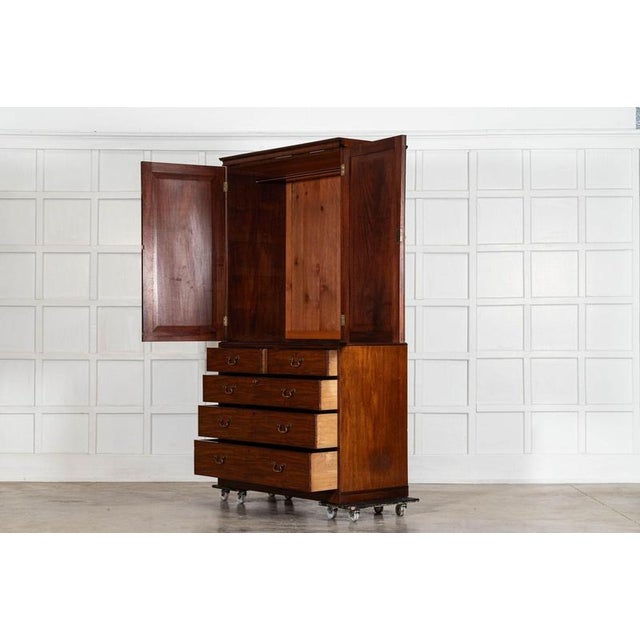 Wood English Mahogany Linen Press, 1870s For Sale - Image 7 of 18