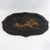 This exquisite vintage tole tray features a unique scalloped and lobed silhouette finished in a deep black lacquer with...