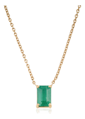 Minimalist Octagon-Cut Solitaire Emerald Necklace in 18k Yellow Gold