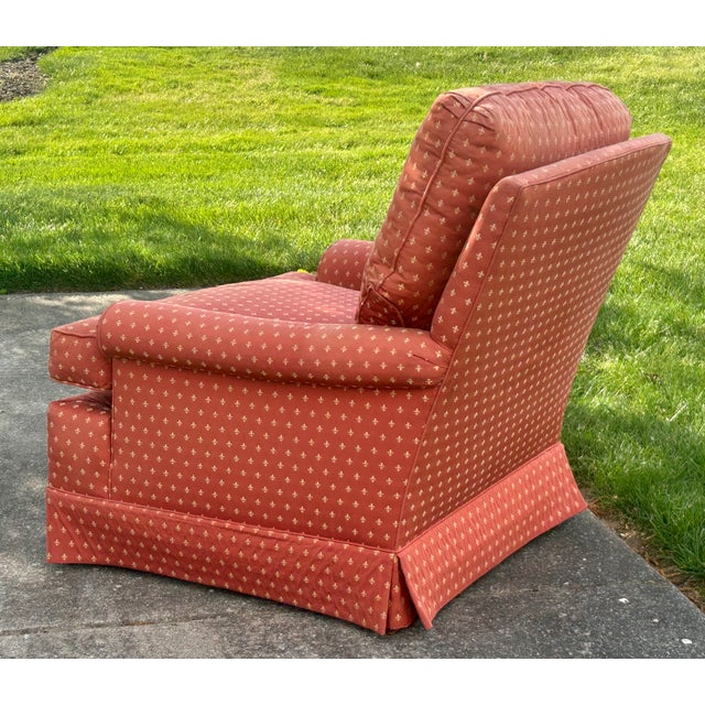 Vtg. Henredon Traditional Skirted Lounge Chair W/Fleur-De-Lis Fabric For Sale - Image 13 of 13