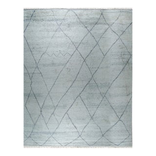 10x14 Penelope Diamond Silver Diamond Modern Hand Knotted Wool Carpet Rug For Sale