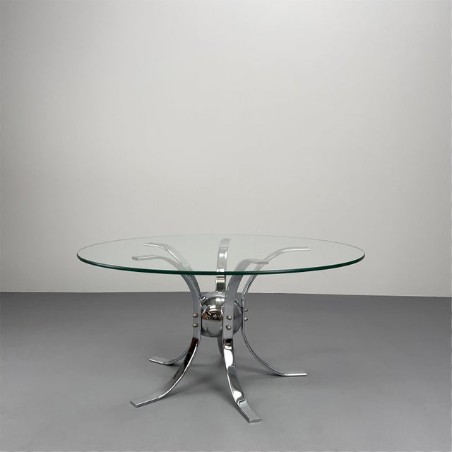 Metal Vintage Space Age Round Chrome Coffee Table, Germany, 1970s For Sale - Image 7 of 7