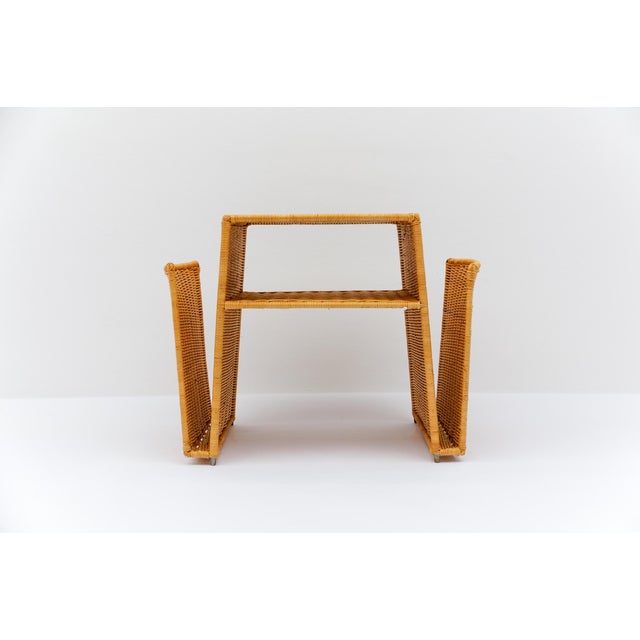 Italian Rattan Side Table and Magazine Rack, 1970s For Sale - Image 6 of 13