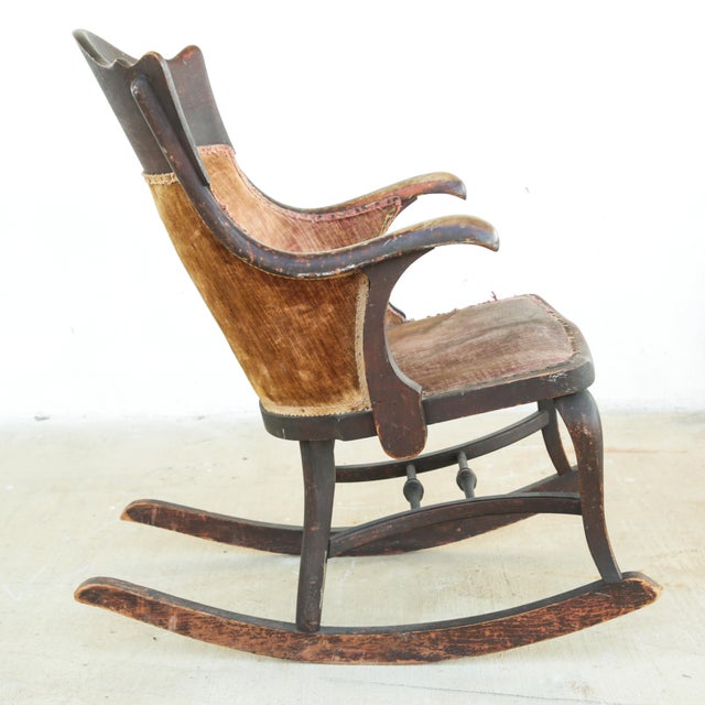 Late 19th Century Antique Solid Wood Mahogany Rocking Chair With Rich Patina For Sale - Image 11 of 12