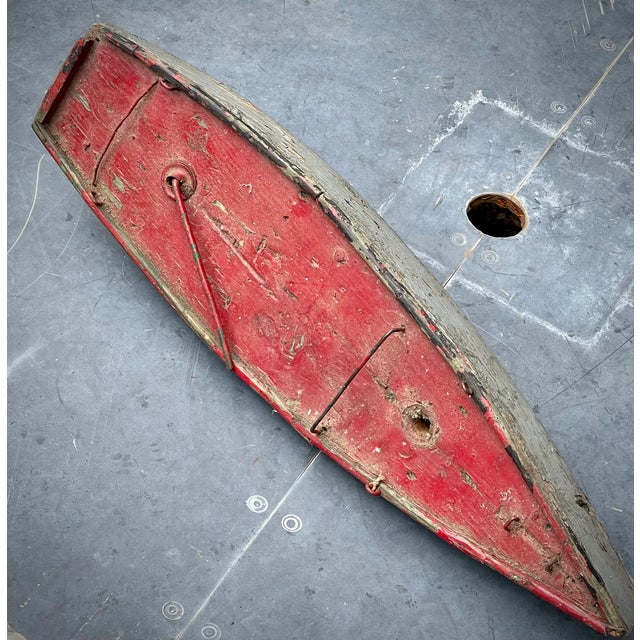 Authentic Antique Rustic Model Sailboat Good Quality Hand Made. Actual Pond Boat 1920 Nautical Decor For Sale - Image 10 of 11