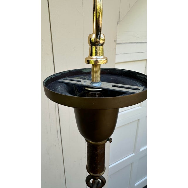Petite Vintage Brass Four Light Hanging Fixture For Sale - Image 4 of 5