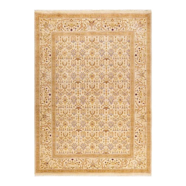 Ivory Mogul, One-of-a-Kind Hand-Knotted Area Rug in Ivory, 6' 1" x 8' 7" For Sale - Image 8 of 8