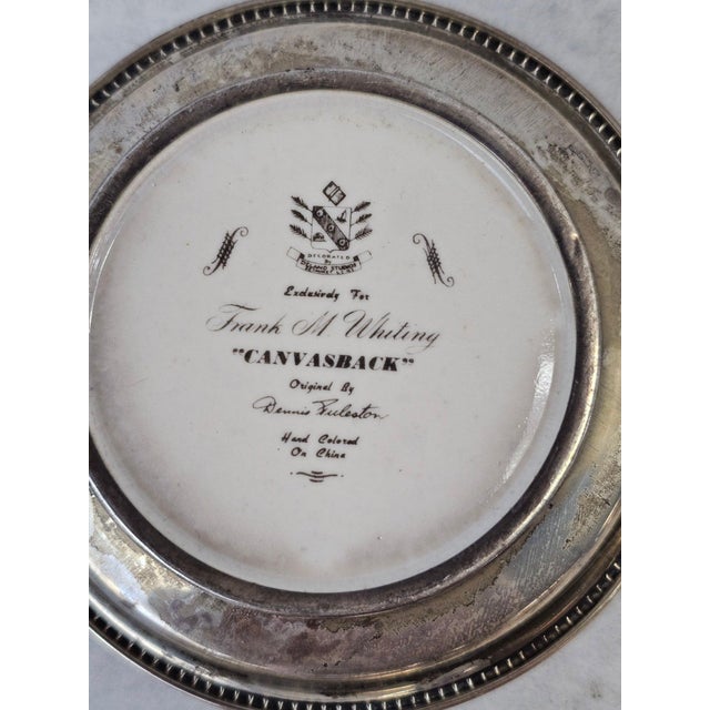 Metal 1950s Frank Whiting Sterling Silver and Porcelain Game Bird Coasters by Dennis Puleston - Set of Six For Sale - Image 7 of 14