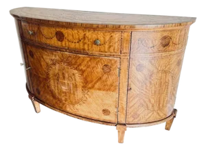 Vintage French Neoclassical Style Satinwood Demilune Server Cabinet