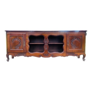 Early 20th Century Hand Carved French Country Two Door Credenza For Sale