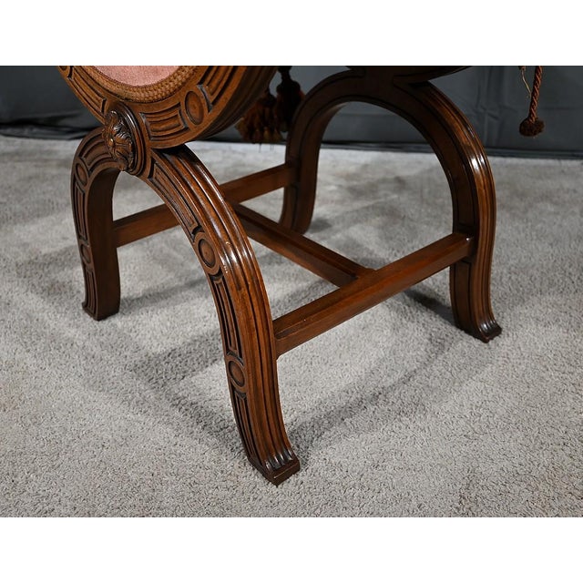 Renaissance Style Curule Chair in Walnut, Late 19th Century For Sale - Image 15 of 18