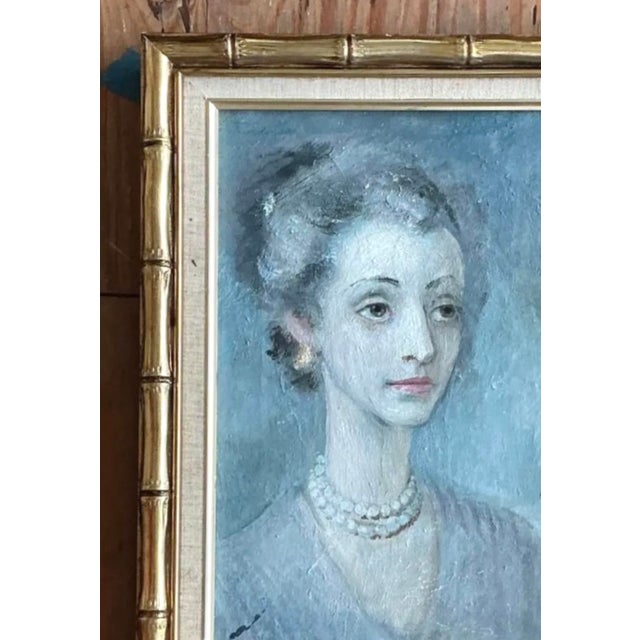 Vintage Original Portrait of Woman on Canvas For Sale In West Palm - Image 6 of 12