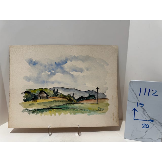 Henry Emil Salloch Original Watercolor on Paper Country Landscape, 1949. For Sale In Atlanta - Image 6 of 6