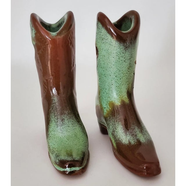 Pair of 1950s Miniture Mid-Century Modern Cowboy Boots by Frankoma For Sale In Baltimore - Image 6 of 9