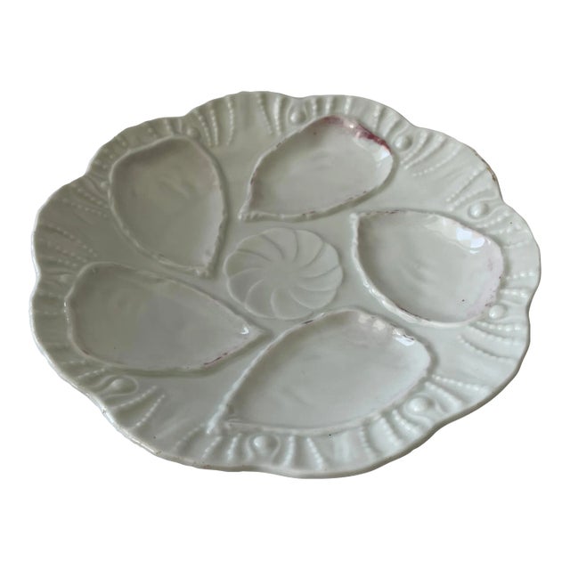 Antique Majolica White Oyster Plate For Sale