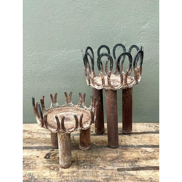 Mid 20th Century Vintage Rusty Horseshoe Tall Plant Stand For Sale - Image 5 of 12