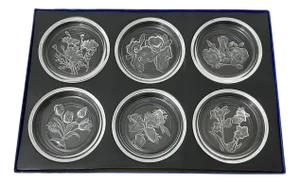 Crystal Glass Coasters from Val Saint Lambert, Set of 6