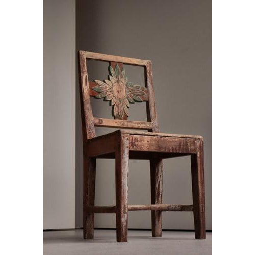 19th Century Swedish Folk Art Painted Pine Wood Almoge Chair, 1850 For Sale - Image 5 of 18