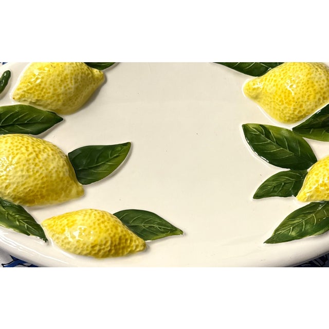 Italian Ceramic Platter With Embossed Lemons For Sale - Image 4 of 11