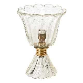 Large Bullicante Murano Glass and Brass Flower Table Lamp from Barovier, Italy, 1950s For Sale