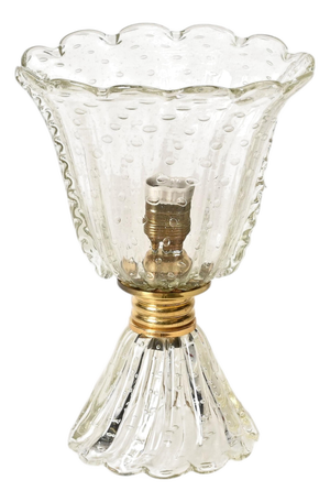 Large Bullicante Murano Glass and Brass Flower Table Lamp from Barovier, Italy, 1950s