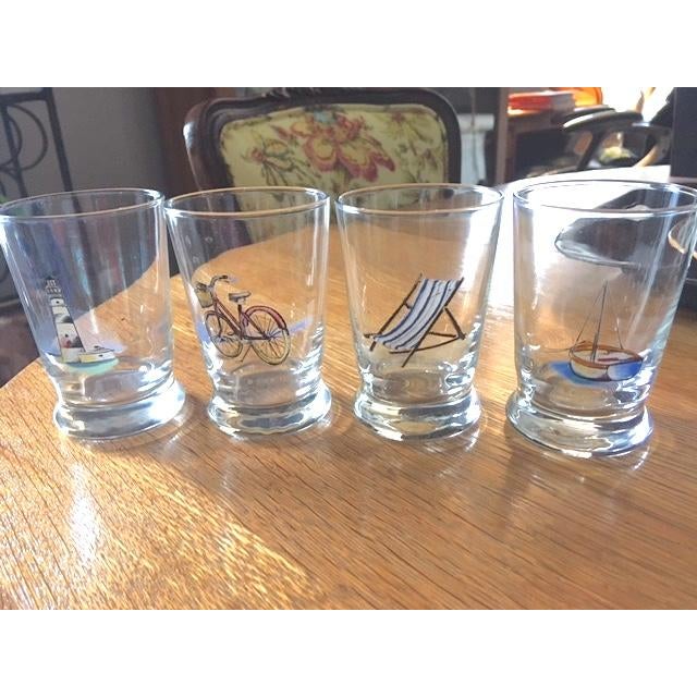 Glass Vintage Nautical Theme Ralph Lauren Juice Glasses- Set of 4 For Sale - Image 7 of 8