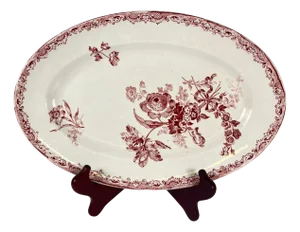 Fontange Oval Dish from Sarreguemines, 1920s