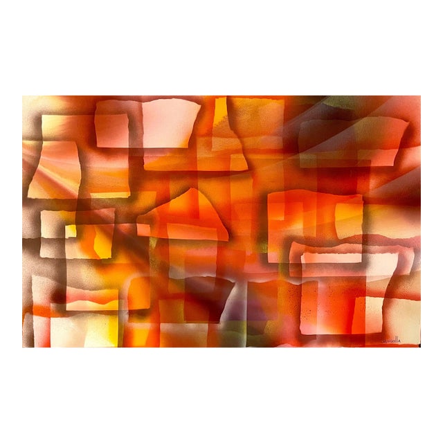 Dom Mingolla, Large Abstract Expressionist Watercolor Color Field Painting Paul Jenkins Style For Sale