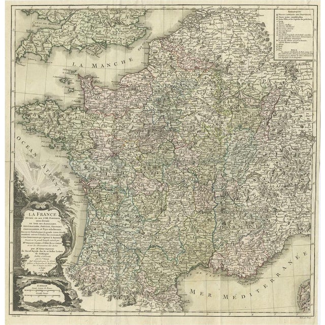 Antique Map of France by Zannoni, 1765 For Sale
