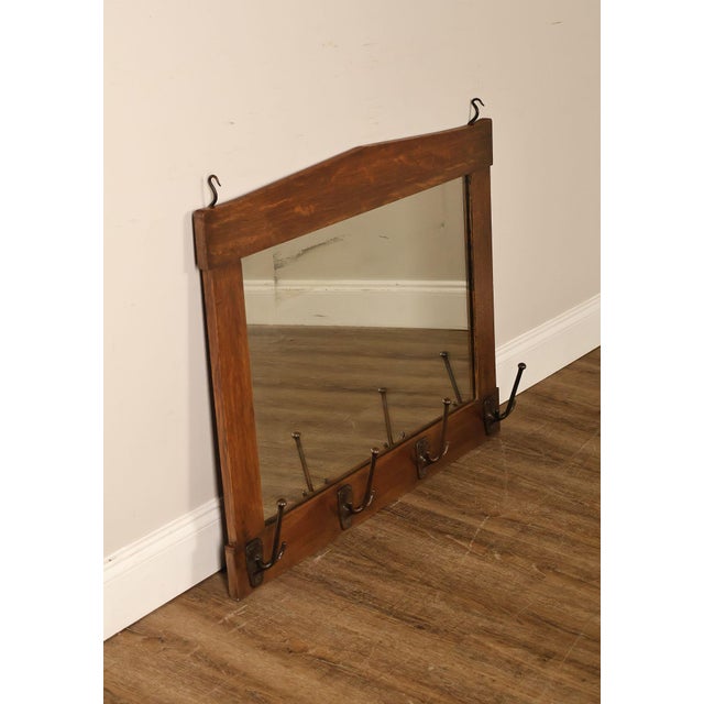 Stickley Gustav Stickley Antique Mission Oak Wall Mirror With Coat Hooks #66 For Sale - Image 4 of 18