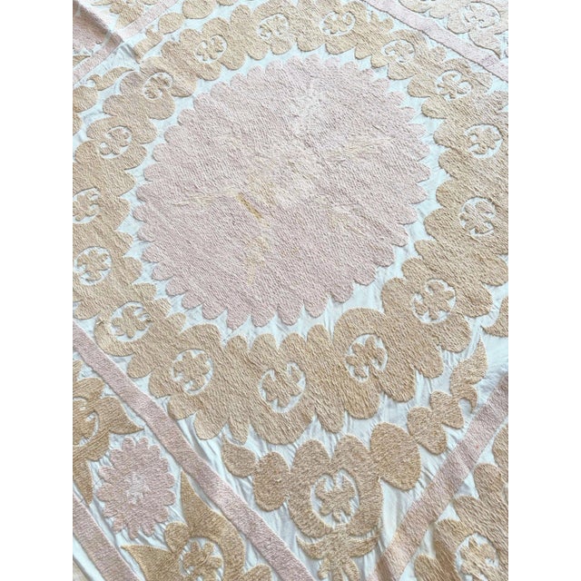 1960s Suzani Wall Hanging - Vintage Hand-Embroidered Embroidery 4'4'' X 5'4'' For Sale - Image 5 of 8