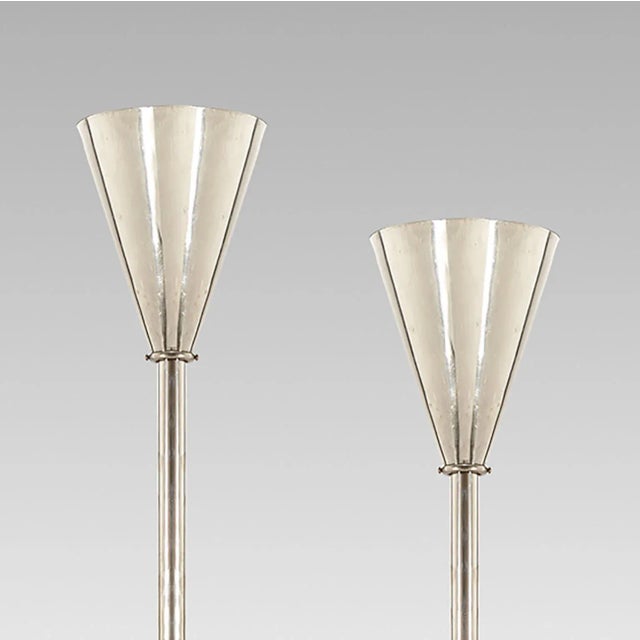 Austrian Art Deco Nickel Pendant Lamps from School of Dagobert Peche, Set of 2 For Sale - Image 3 of 7
