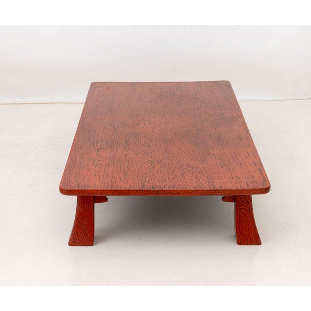 Red Japanese Red and Black Lacquered Low Table For Sale - Image 8 of 9