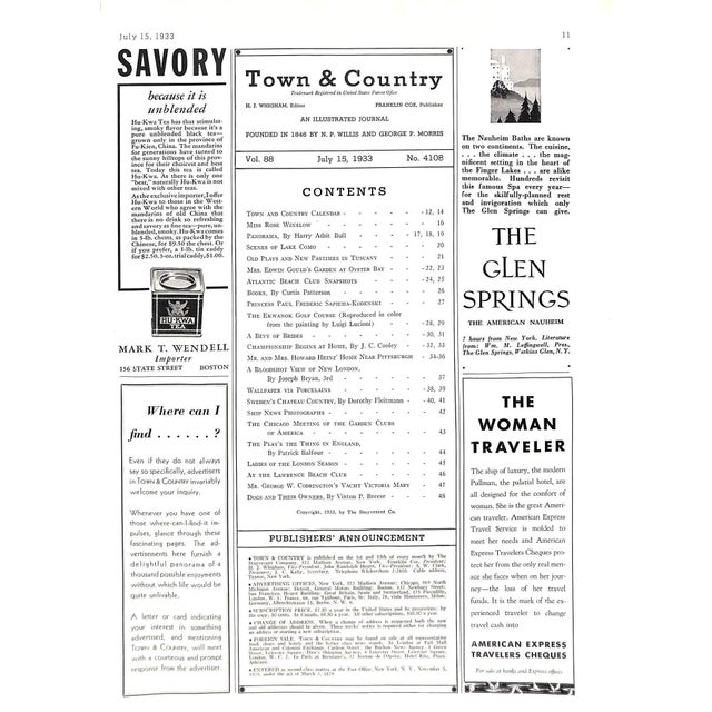 1930s Town & Country Magazine July 15th 1933 For Sale - Image 5 of 9