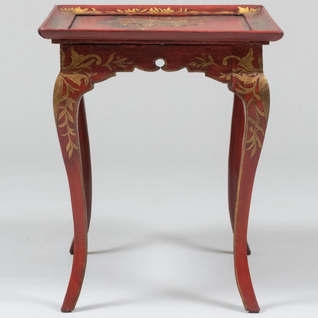Wood Antique Louis XV Style Chinoiserie Painted and Parcel-Gilt Side Table For Sale - Image 7 of 10