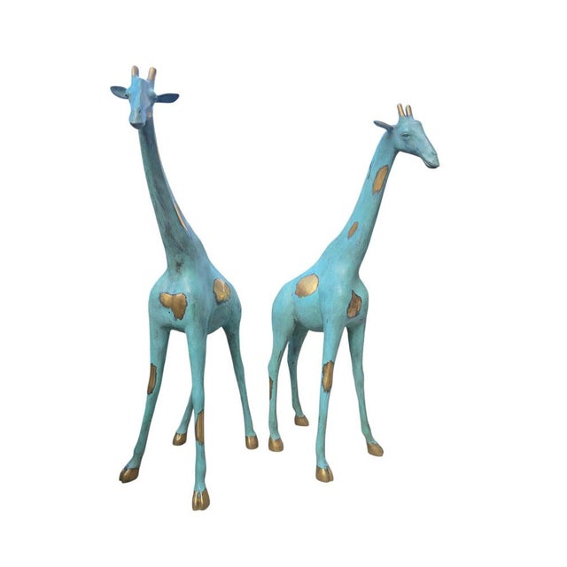 Patinated Bronze Giraffes, 1990s, Set of 2 For Sale - Image 3 of 10