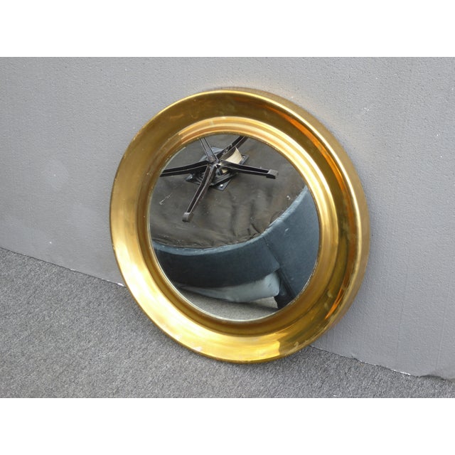 Vintage Mid-Century Modern Round Solid Brass Mirror | Chairish