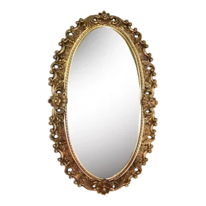 Mid Century Gold Acanthus Leaf Oval Wall Mirror