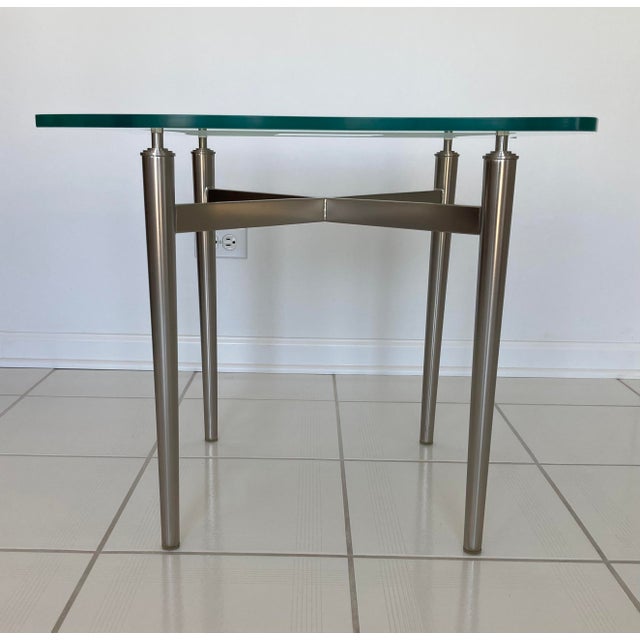 Purchased new in 2002. Beautiful and unique. 1/2” thick handkerchief shaped glass. Clear center and perimeter areas with...