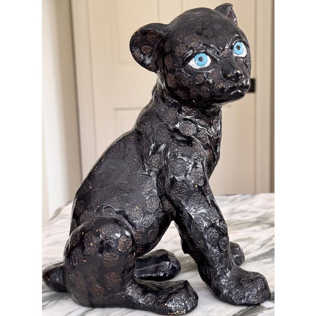 Hollywood Regency Vintage Studio Art Black Leopard Figure For Sale - Image 3 of 18