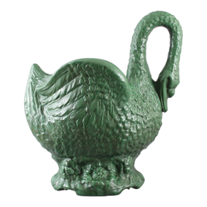 Rare Huge Signed Exhibition Weller Pottery Green Matte Swan Planter Jardiniere
