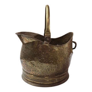 Victorian Brass Helmet Coal Scuttle and Kindling Bucket, 1880s For Sale
