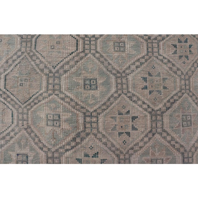 Green Vintage Turkish Embroidered Rug With Geometric Diamond Design in Green, 6'5 X 10 For Sale - Image 8 of 11