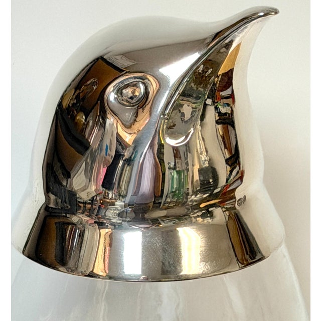 Late 20th Century Large Italian Modern Sterling Silver & Crystal Penguin Ice Bucket, 16" High For Sale - Image 5 of 18