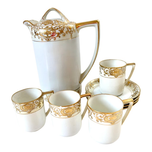 1910s Lovely Nippon Handpainted Porcelain Demitasse Set For Sale