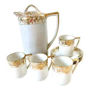1910s Lovely Nippon Handpainted Porcelain Demitasse Set