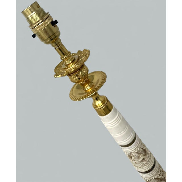 Antique Pair Ormolu Hand Carved Bovine Candlesticks Table Lamps Chinese Japanese For Sale - Image 6 of 10