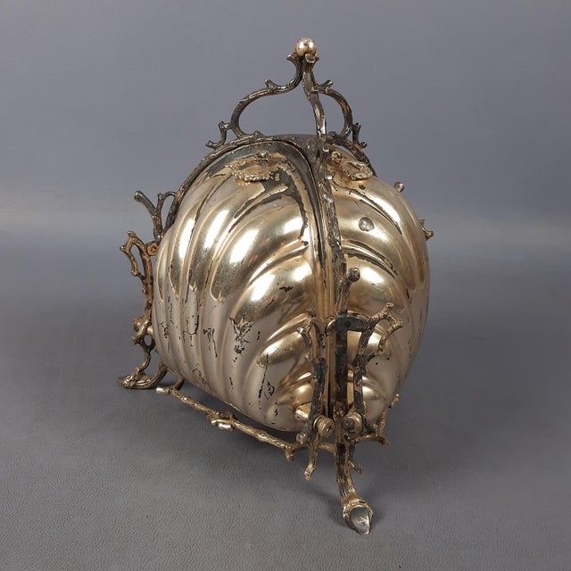Antique Late 19th Century Victorian Sheffield Folding Shell Biscuit Jar from Elkington For Sale - Image 6 of 17